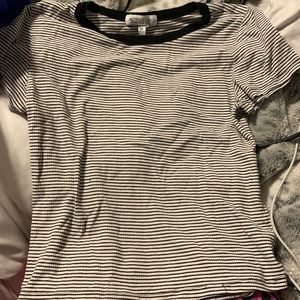White and black striped t shirt size medium but seems pretty small